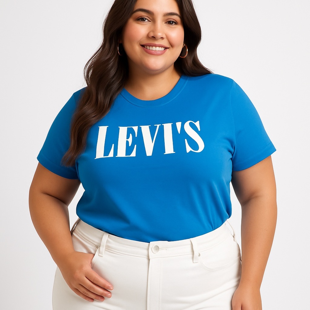Levi's Perfect 90’s Logo T-Shirt Blue with White Logo Tee Shirt